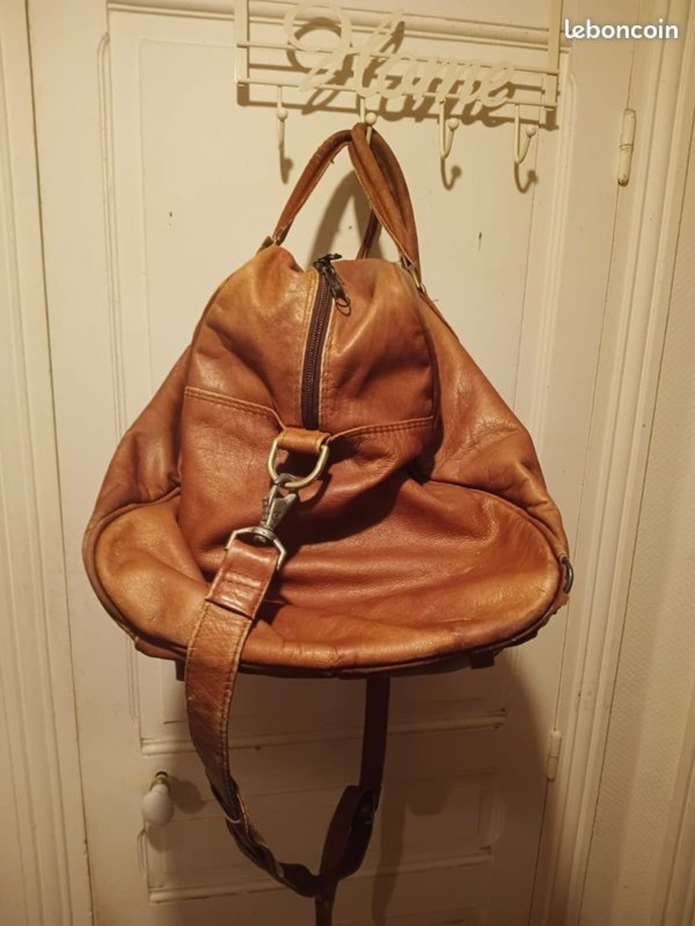 The Sak Cognac Leather Hobo Bag with Patterned Interior